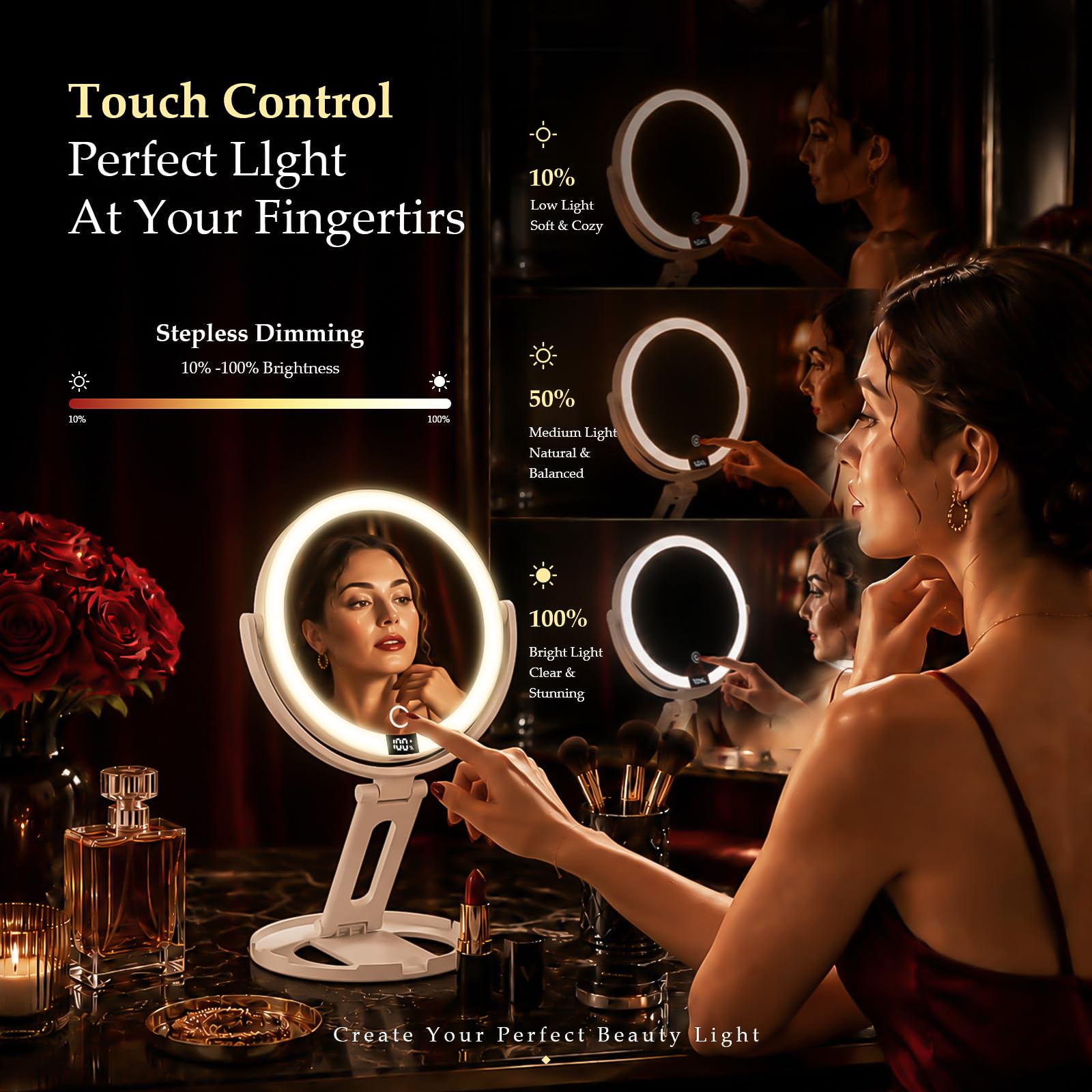 Velmelle touch controls and digital battery display for easy use benefit