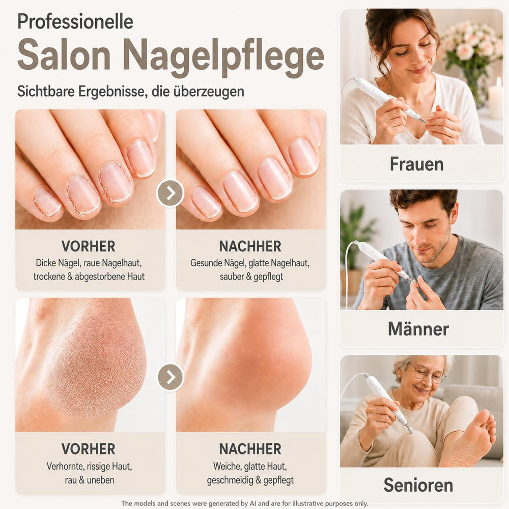 Velnail in-use manicure showing cordless operation and accuracy
