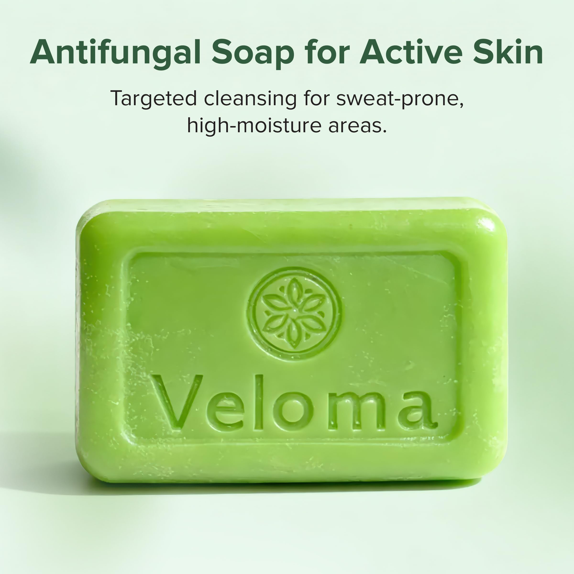 Veloma soap bar lather close-up demonstrating rich cleansing foam