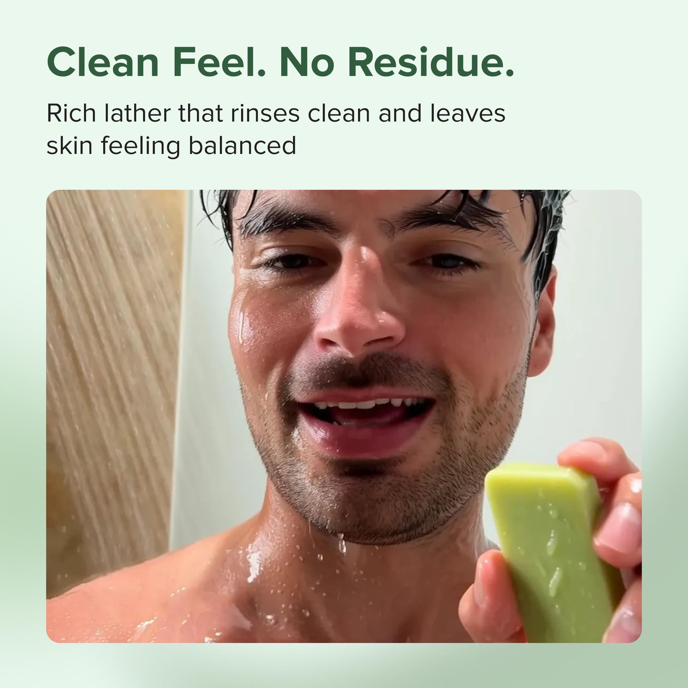 Veloma soap with coconut and tea tree visuals to show key ingredients