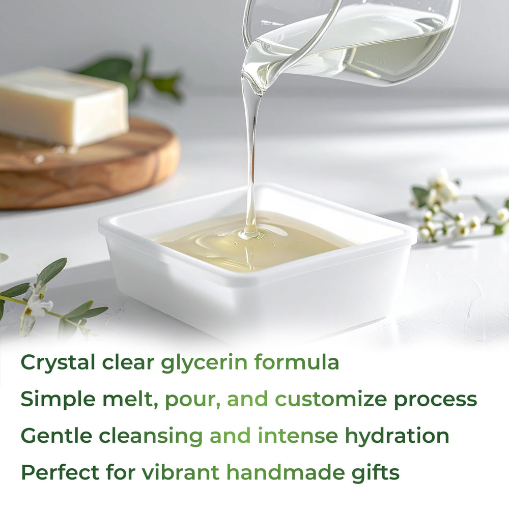 velona close-up of transparent glycerin block showing crystal clarity and texture