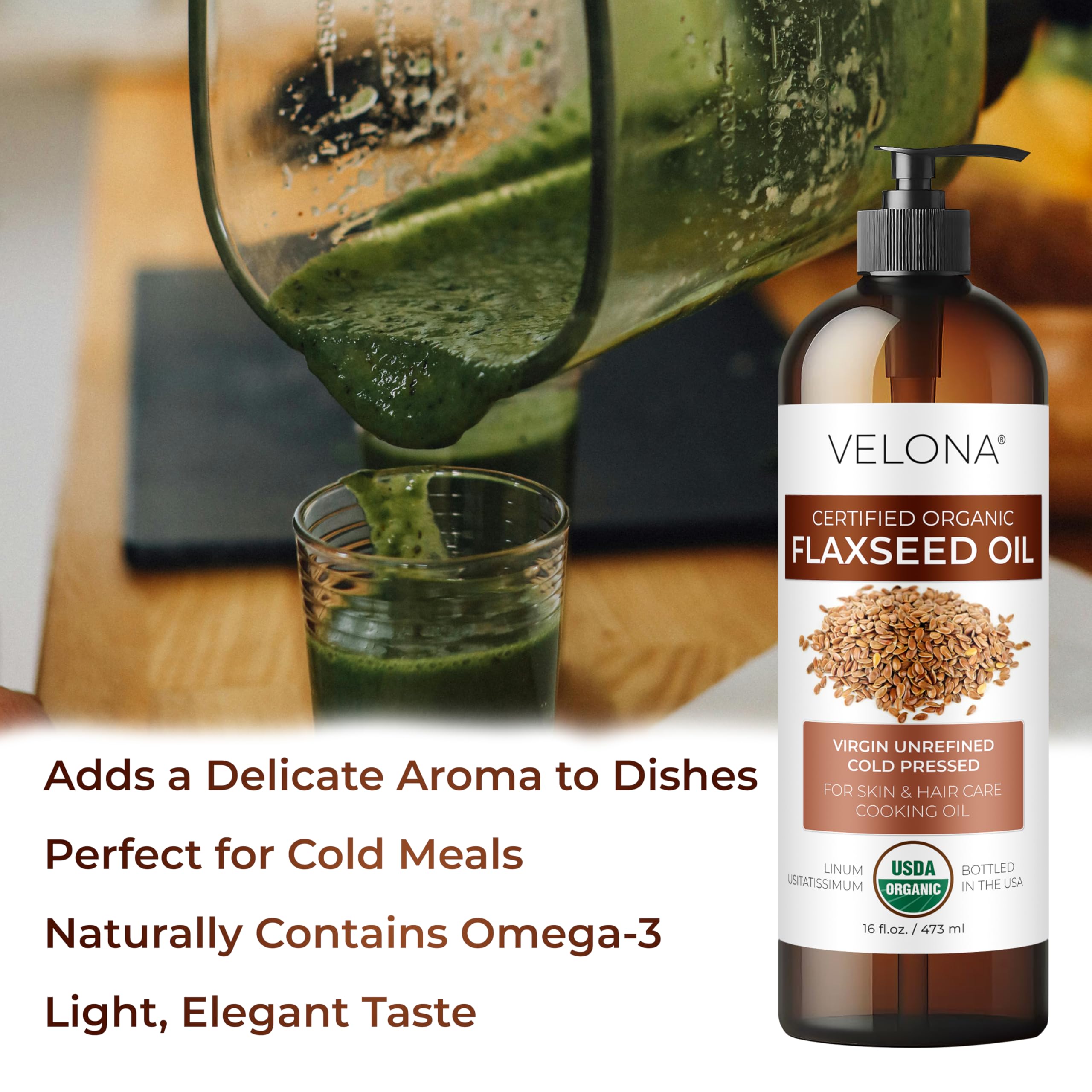 velona bottle beside fresh salad illustrating flavor enhancement and dressing use