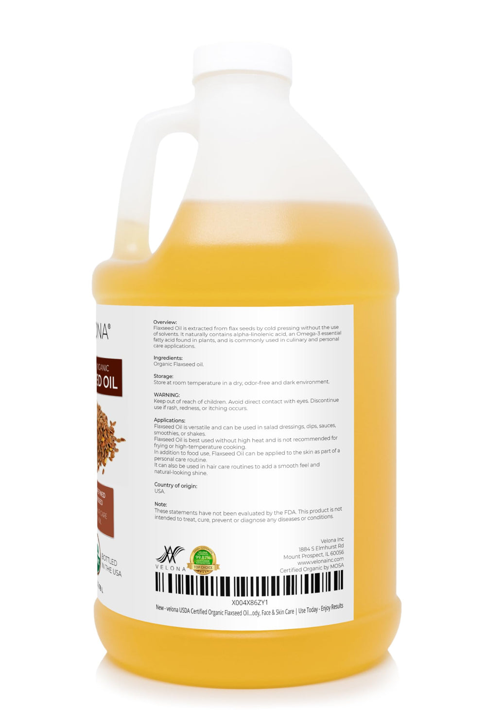 velona pouring flaxseed oil into glass bowl for recipes and topical blends benefit