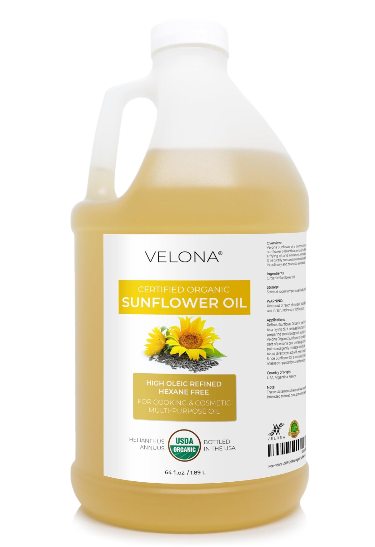 velona front packaging 64oz showing label and cap, clear view of product benefit