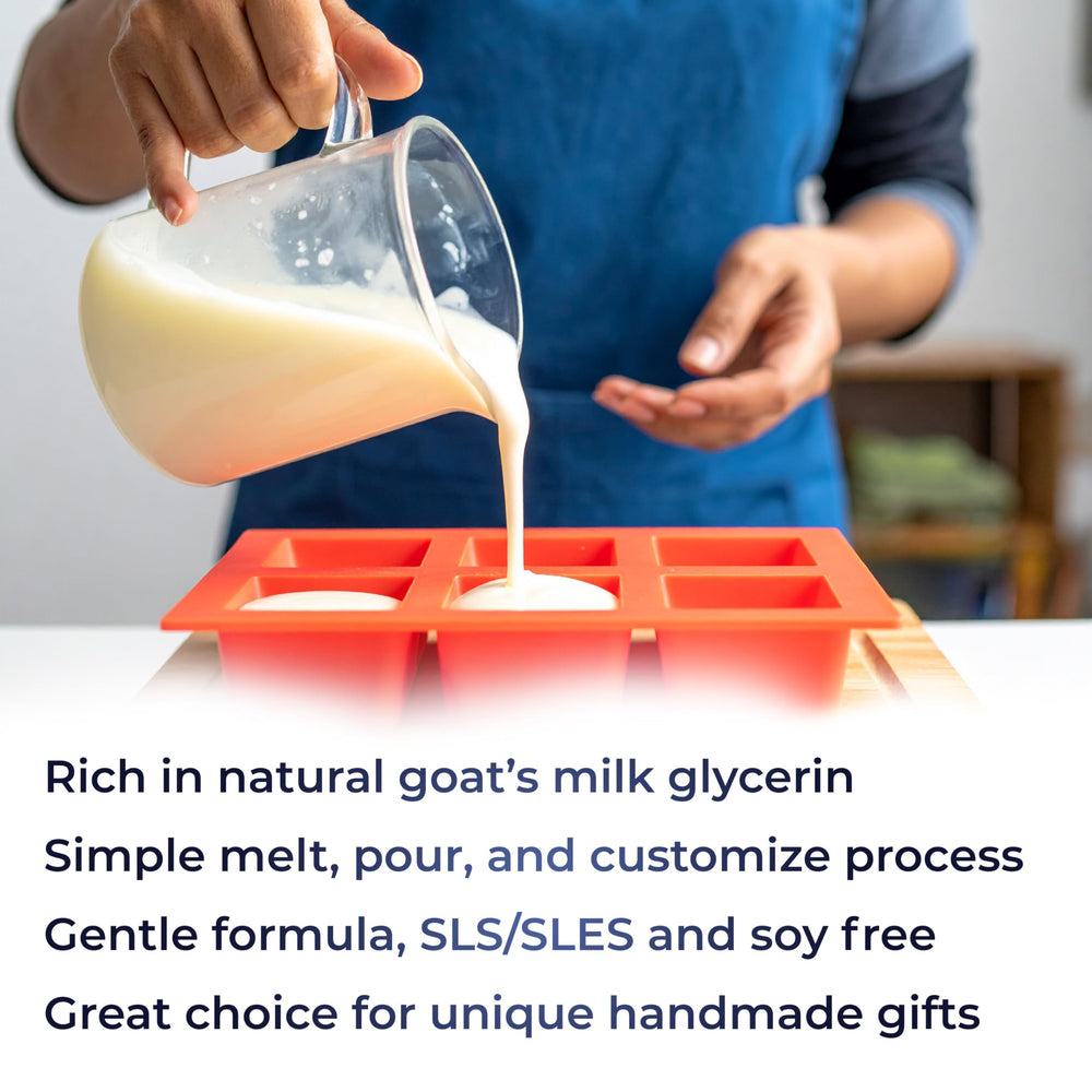velona cut goat milk soap block revealing smooth interior for easy melting