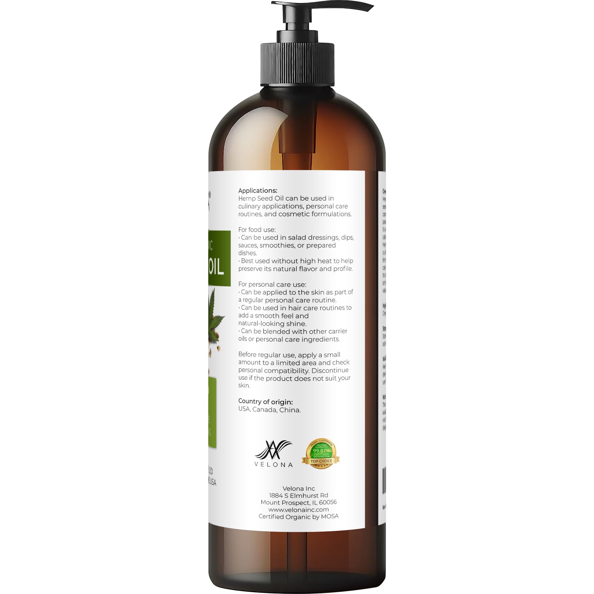 velona label and certifications close view showing USDA Organic and ingredient transparency