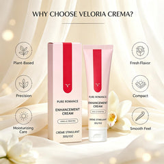 Veloria Crema close up texture with vanilla hint, highlights lightweight absorption