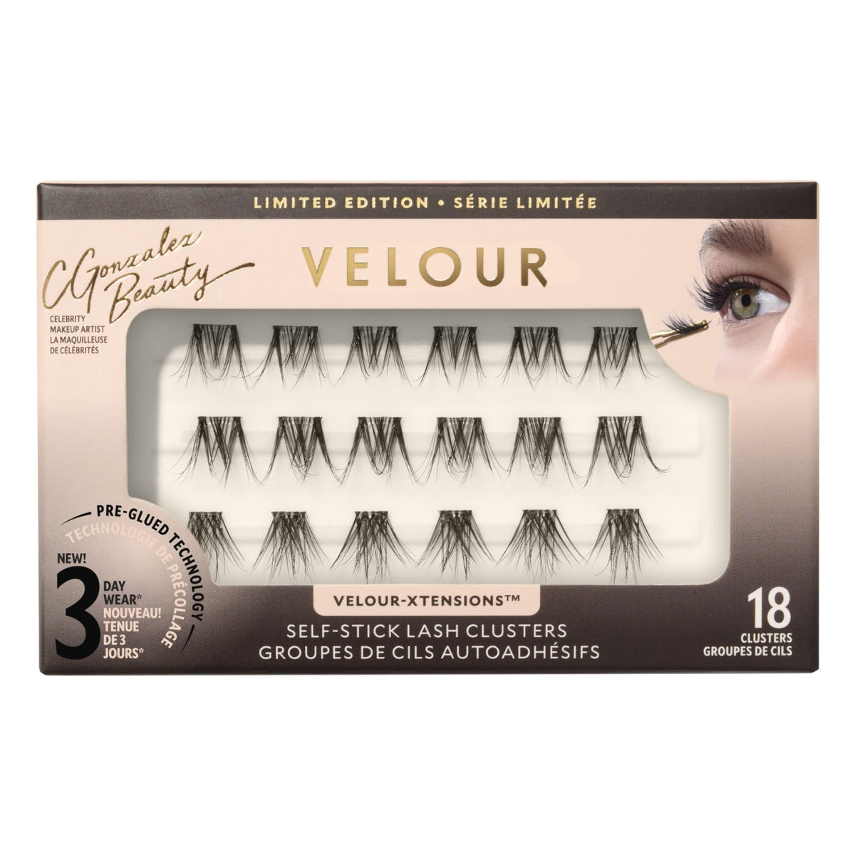 Velour product front packaging showing 18 clusters and branding for quick recognition
