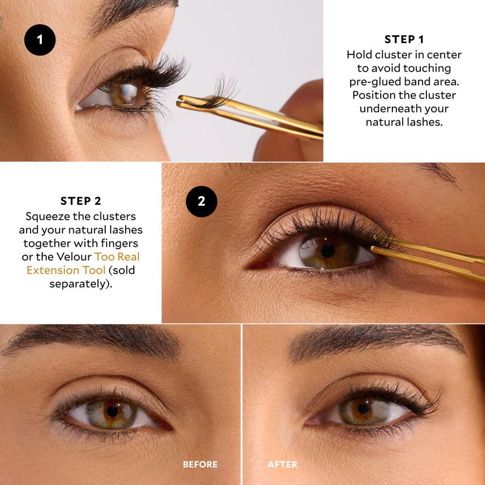 VELOUR lifestyle wear on model showcasing subtle, elevated lash line