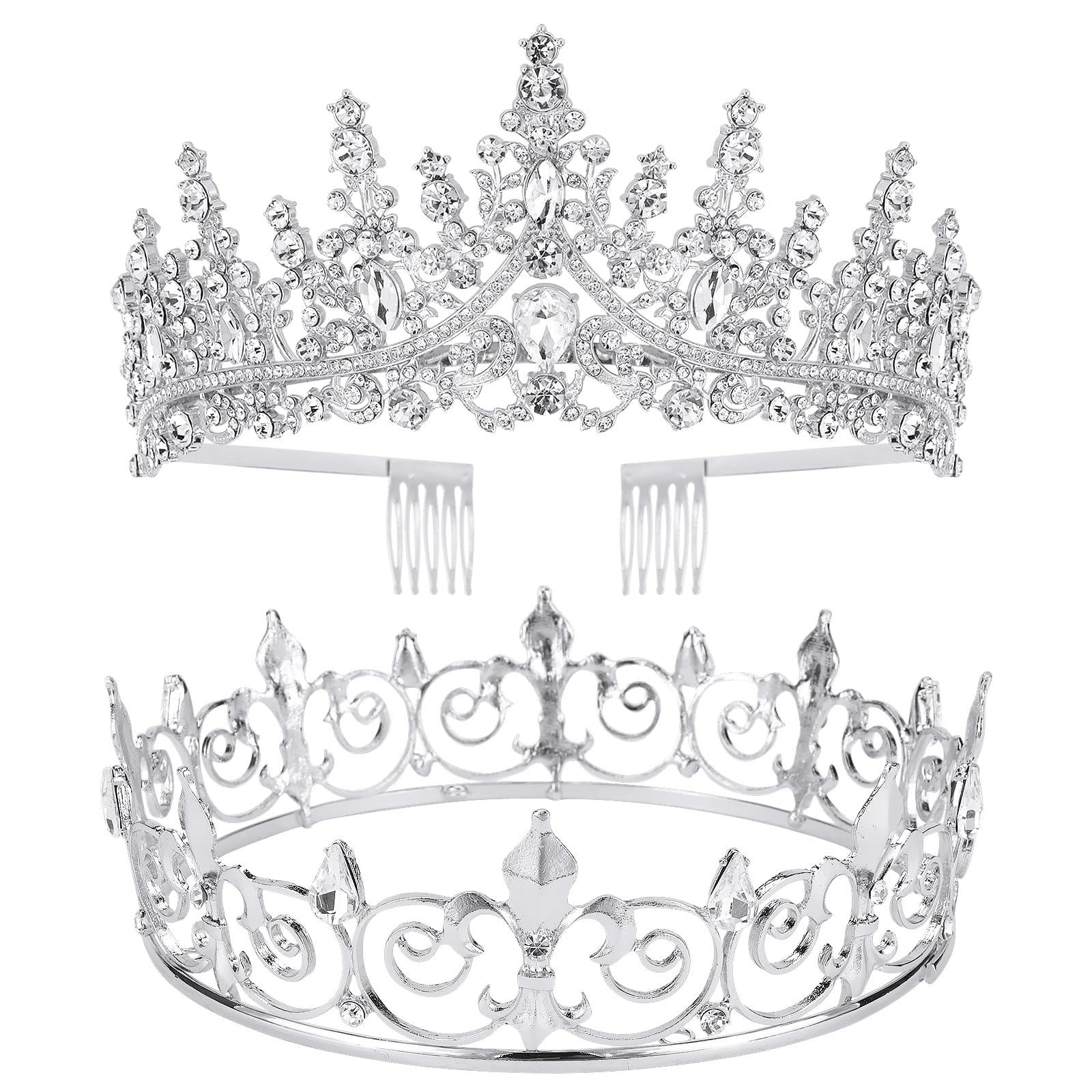 VELSCRUN front view of king and queen crowns, elegant party-ready look