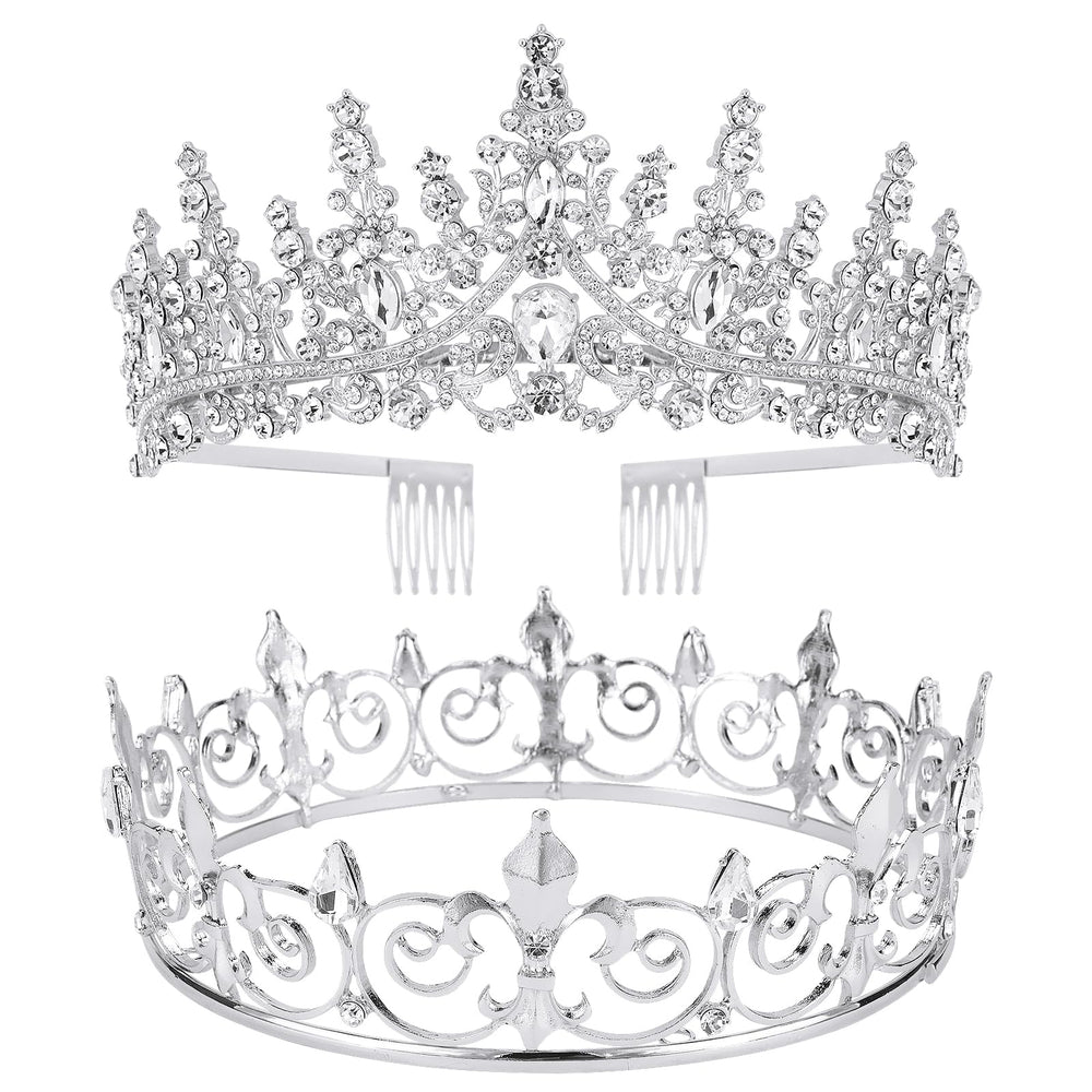 VELSCRUN front view of king and queen crowns, elegant party-ready look