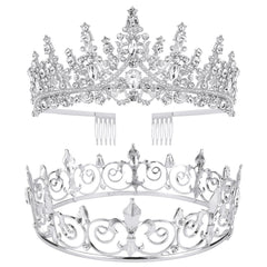 VELSCRUN front view of king and queen crowns, elegant party-ready look