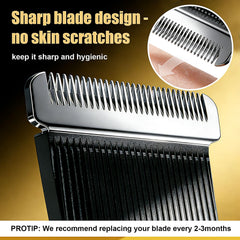 Velurie blade close-up of cutting edges and teeth, precision sharpness for smoother trims