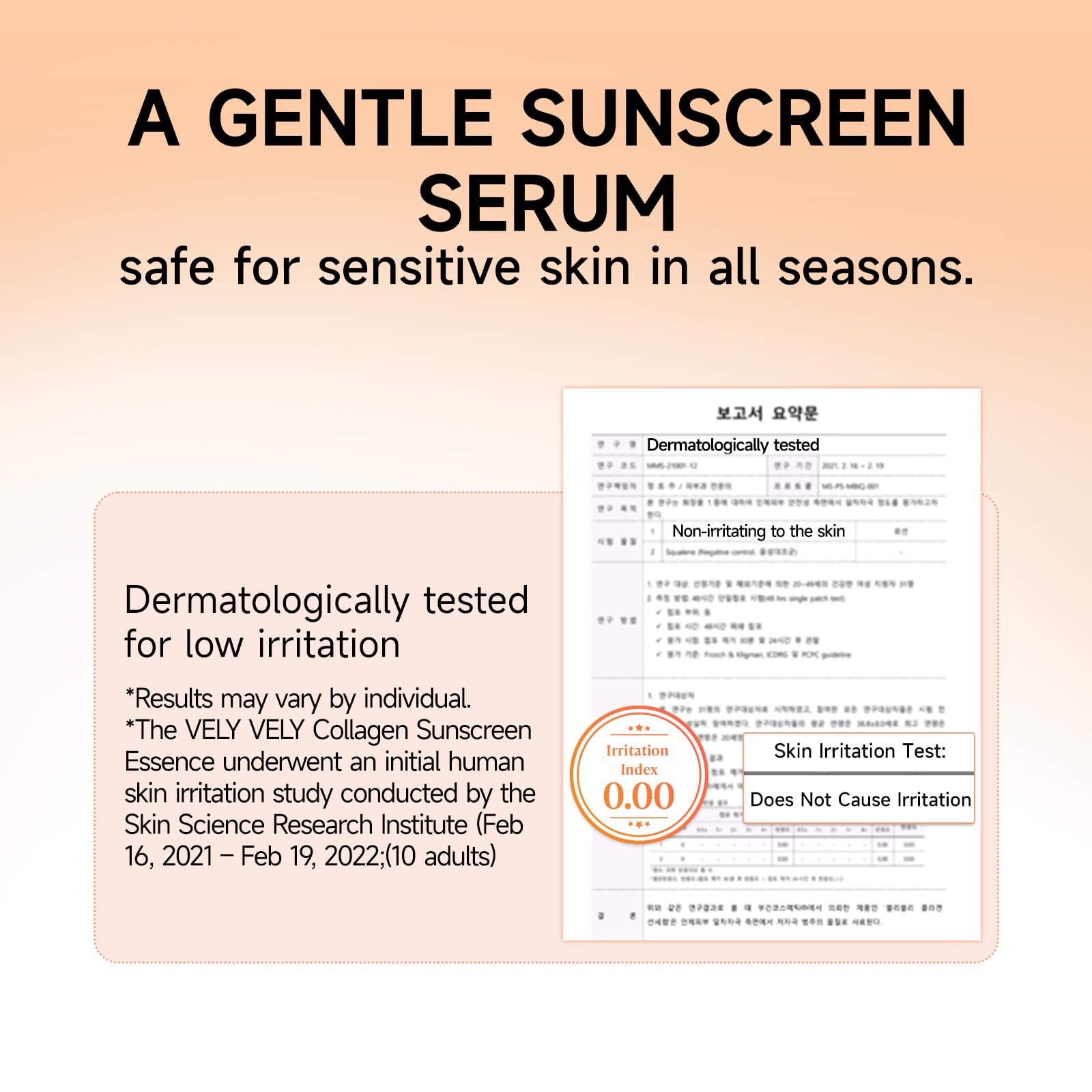 VELY VELY ingredients label close-up highlighting hydrating, low-irritant formula