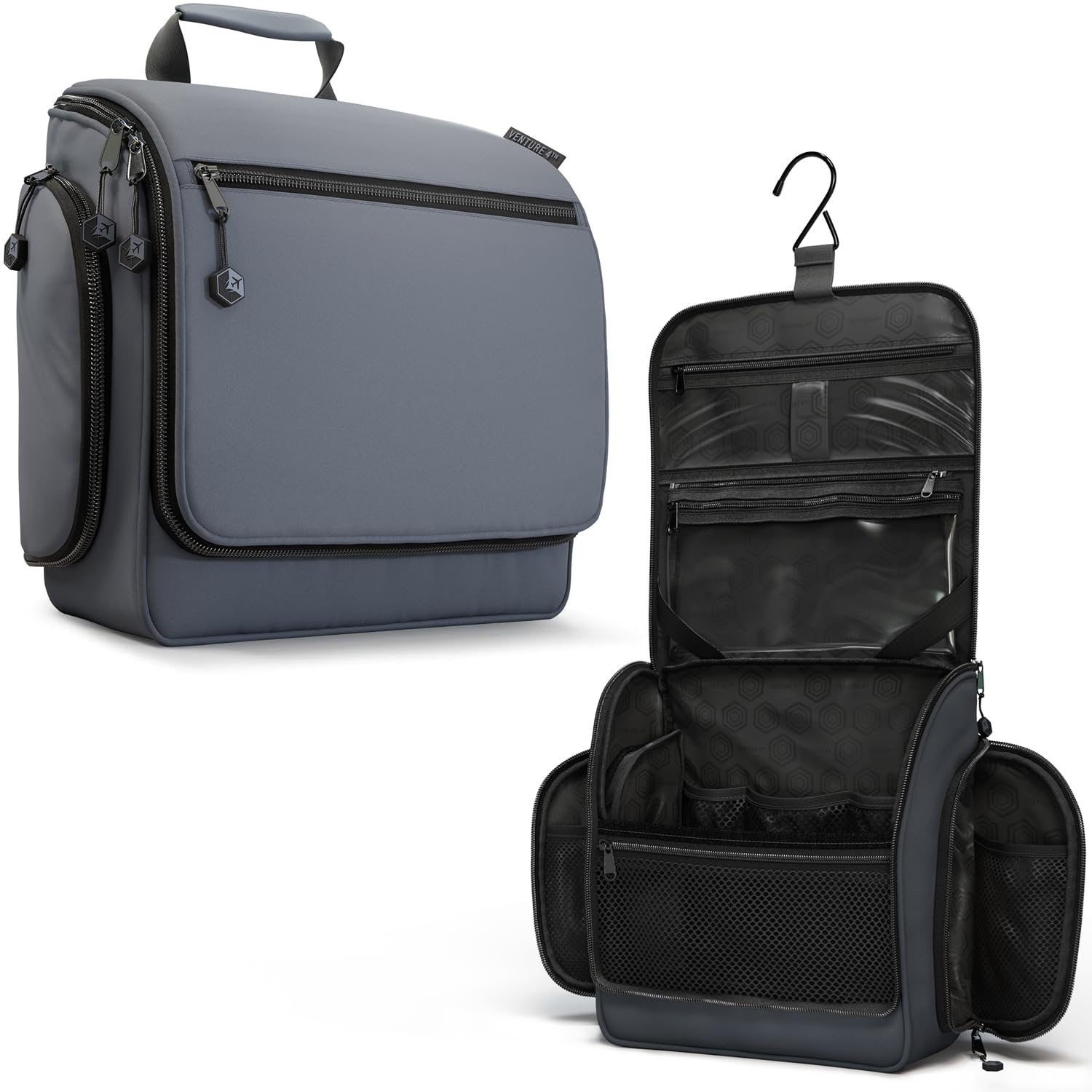 VENTURE 4TH front closed gray toiletry bag shows compact travel convenience