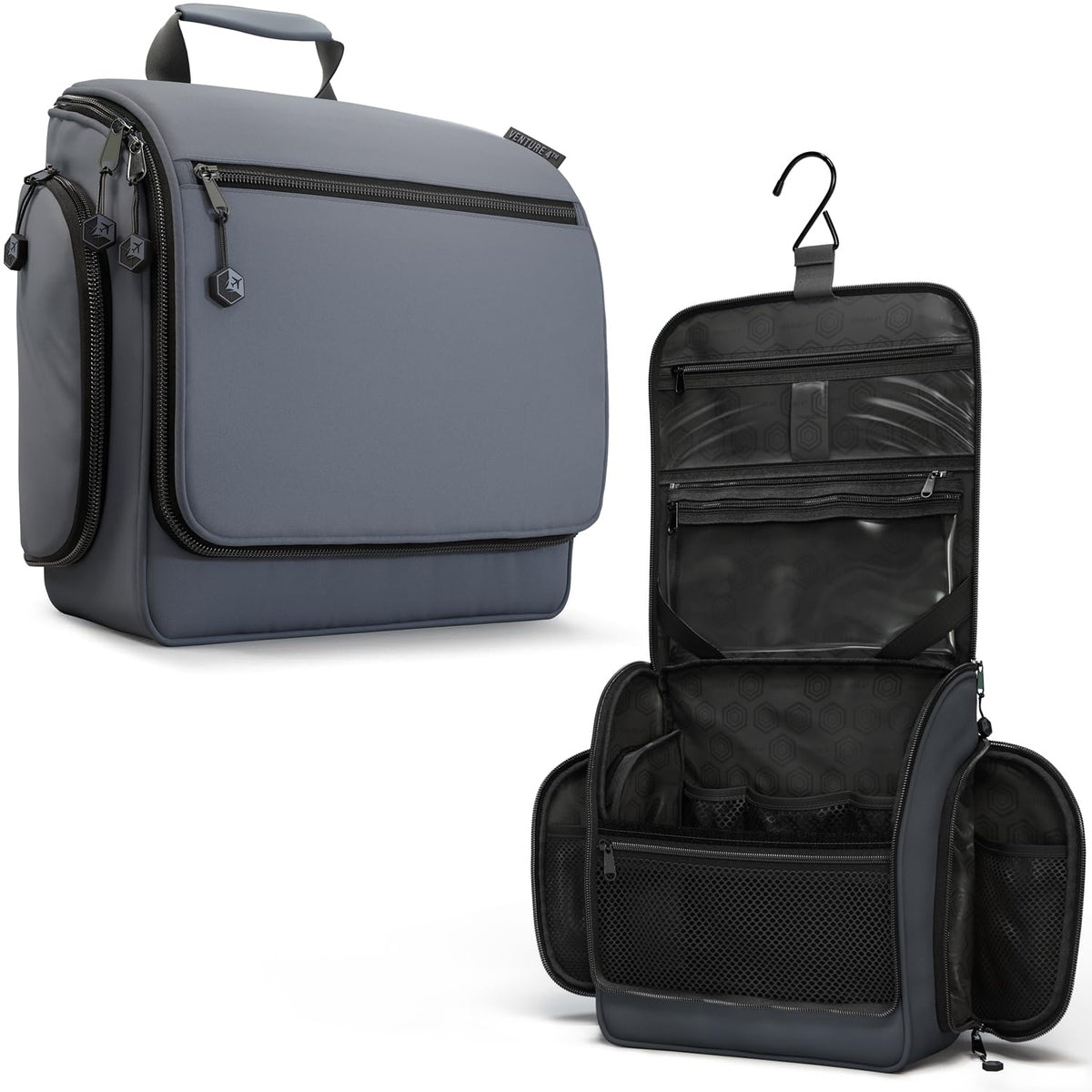 VENTURE 4TH front closed gray toiletry bag shows compact travel convenience