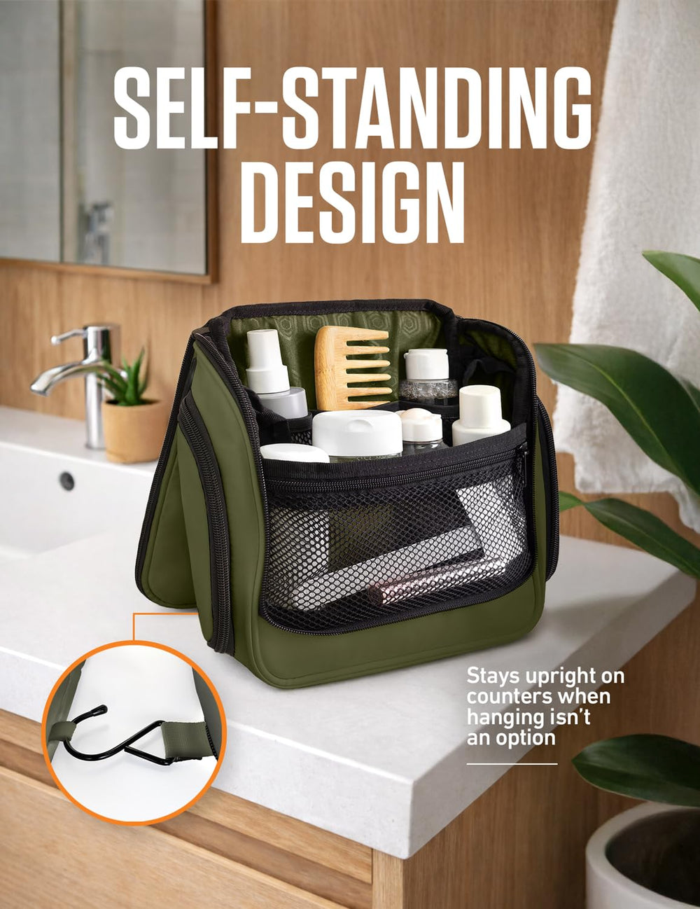 VENTURE 4TH interior compartments arranged to separate toiletries and prevent spills benefit