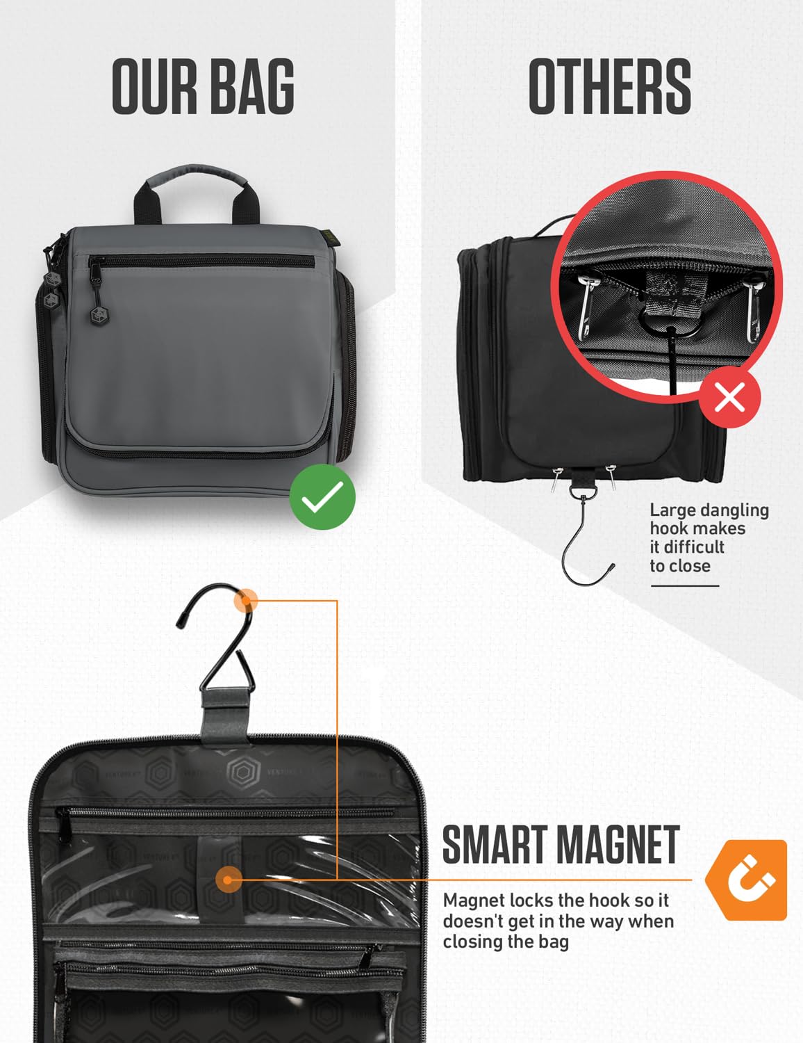 VENTURE 4TH sturdy hook and smooth zipper detail for reliable hanging