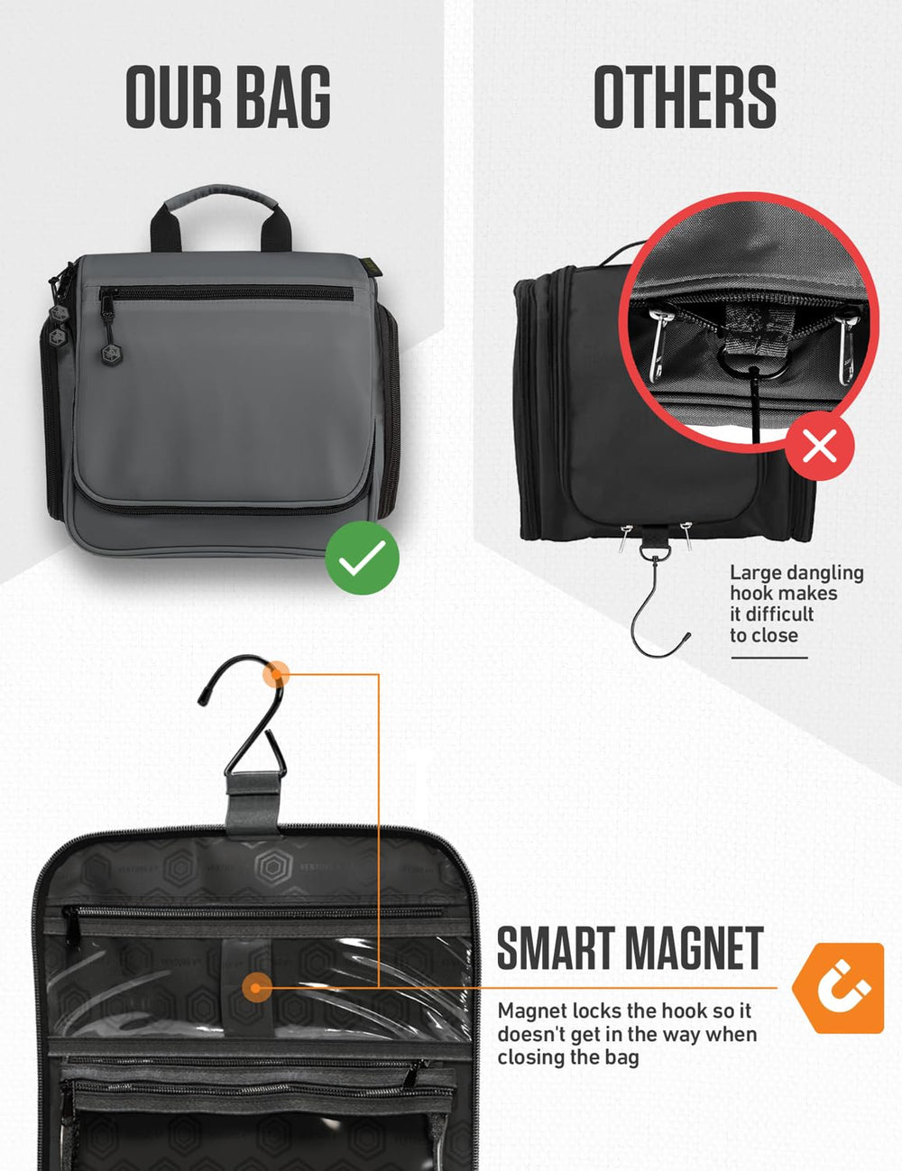 VENTURE 4TH sturdy hook and smooth zipper detail for reliable hanging