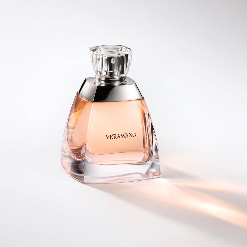 Vera Wang placed on a vanity suggesting effortless evening preparation