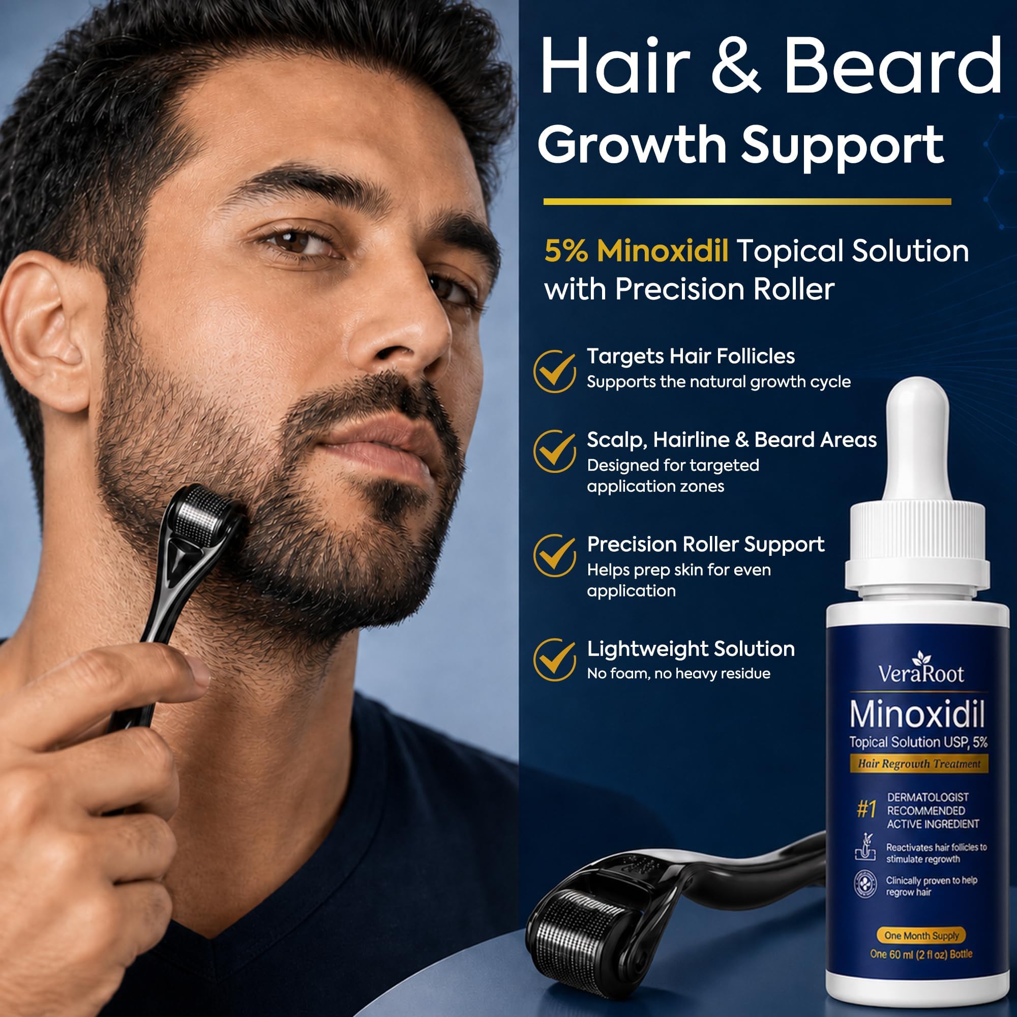 VeraRoot topical application on scalp showing targeted coverage and easy use