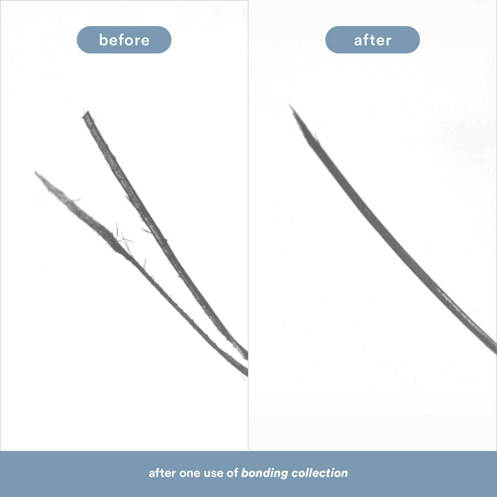 VERB Bonding Mask before and after hair comparison showing improved softness