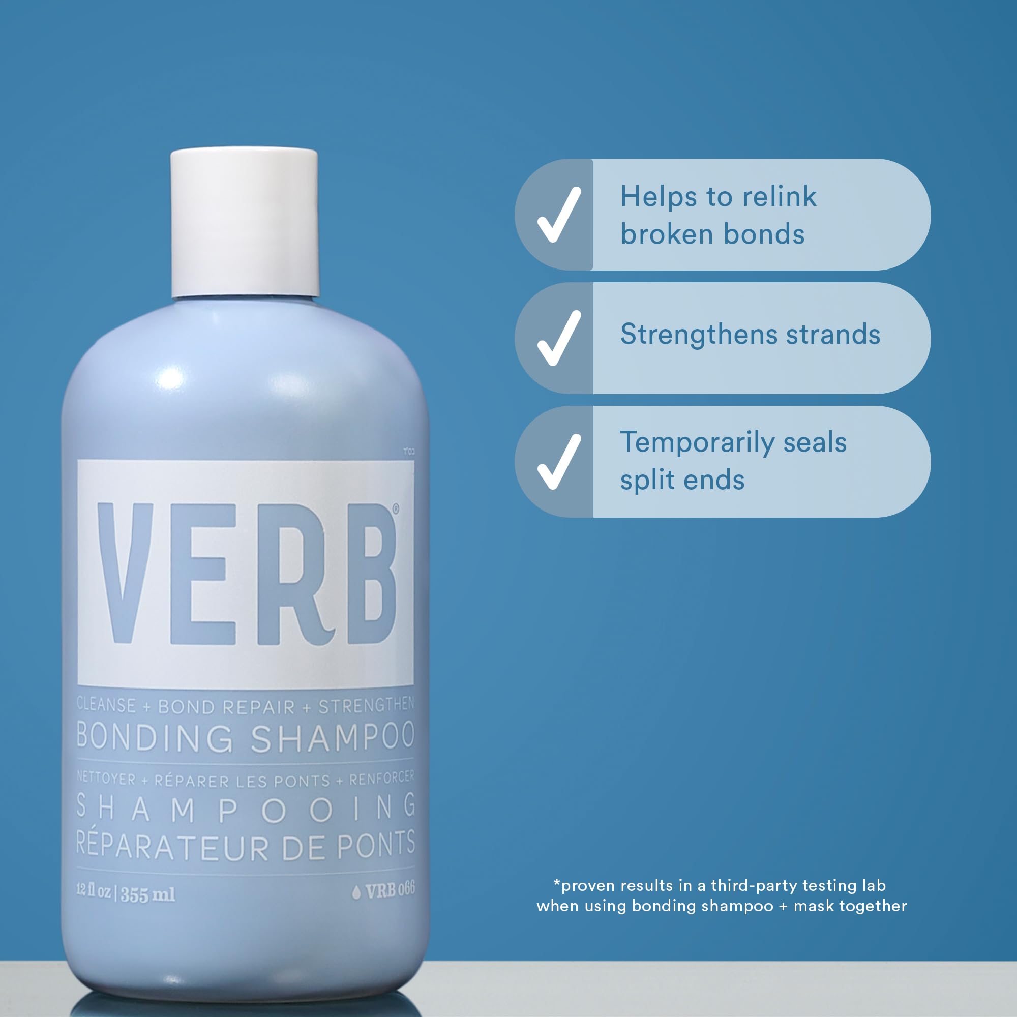 VERB Bonding Shampoo lather texture demonstrating gentle foam