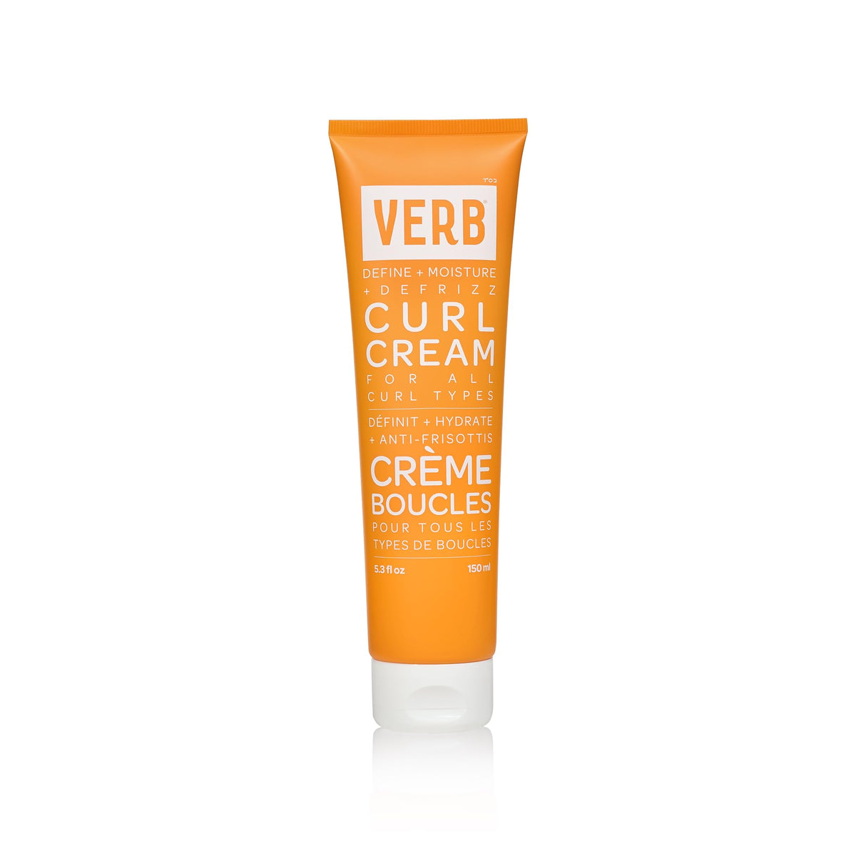 VERB front packaging of Curl Cream showing clean design and size benefit
