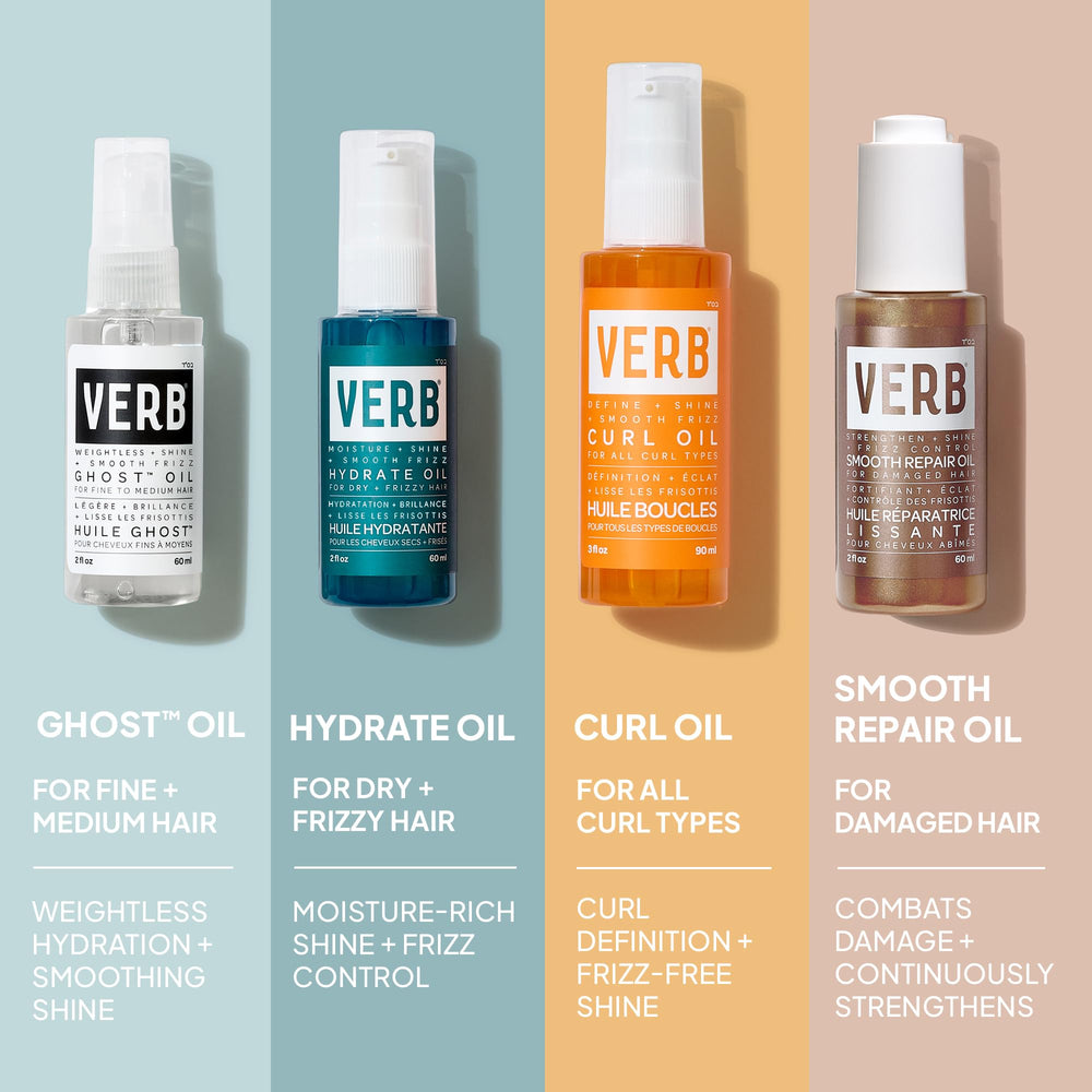 VERB oil poured into palm demonstrating recommended small dose application