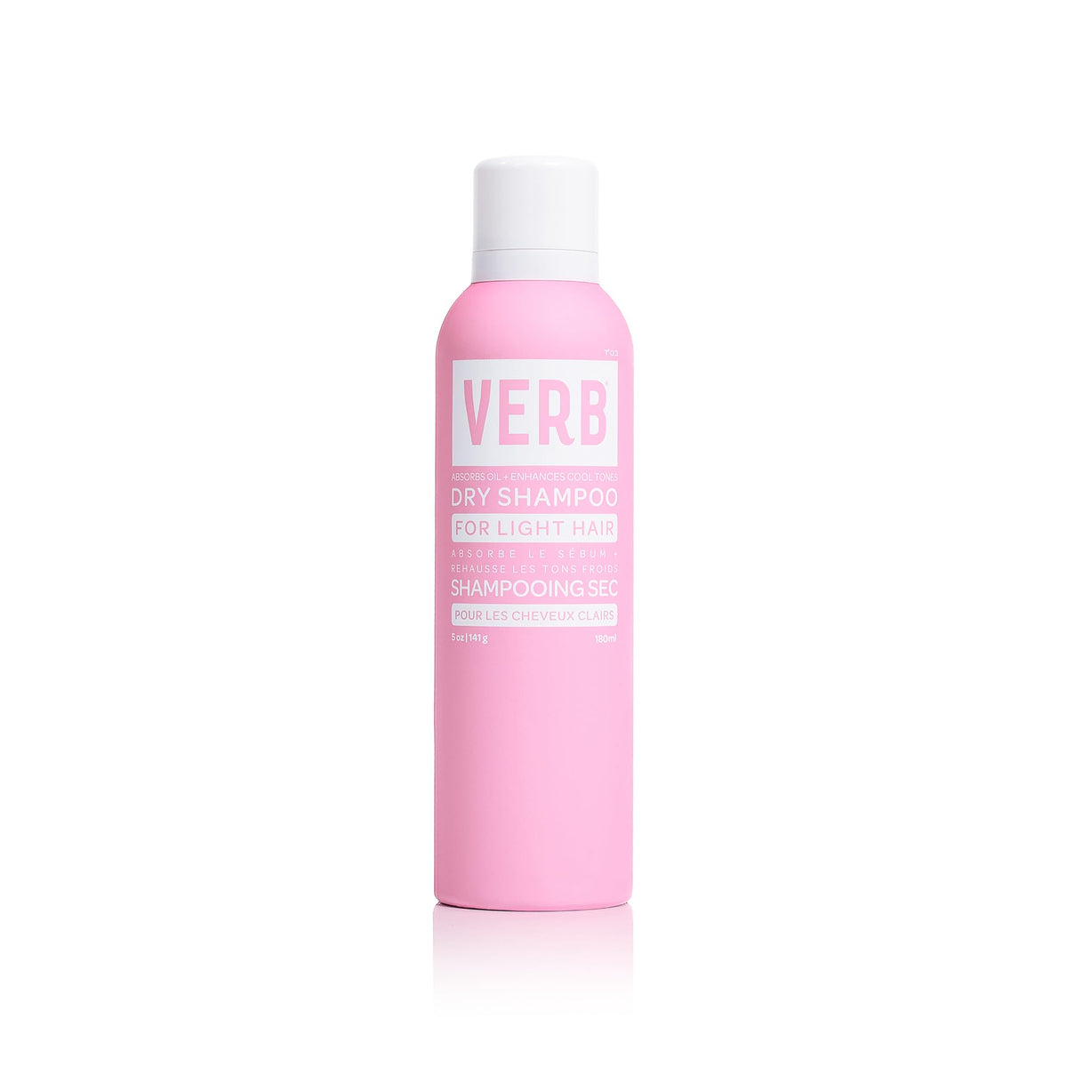 VERB front packaging of 5 oz dry shampoo showing product benefit