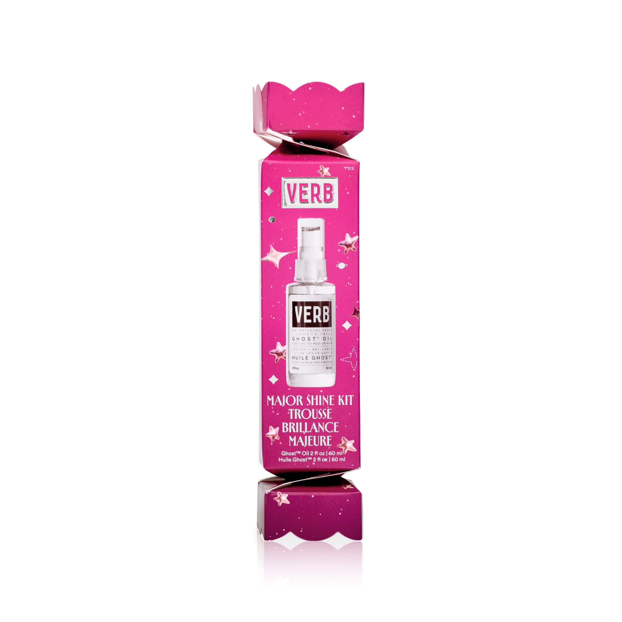 VERB front packaging ornament display shows gift-ready shine benefit