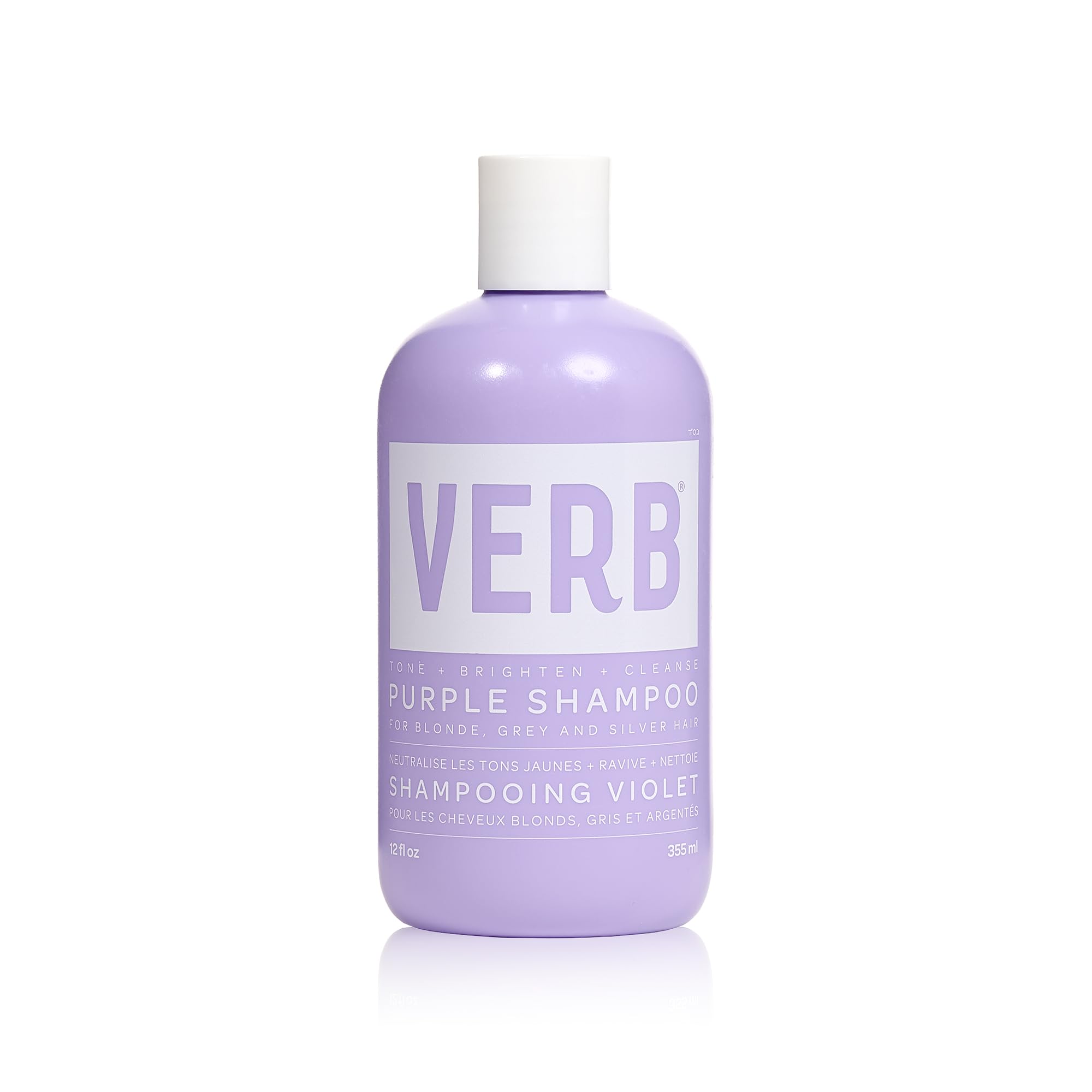 VERB bottle front view showing purple shampoo and clear branding for tone correction