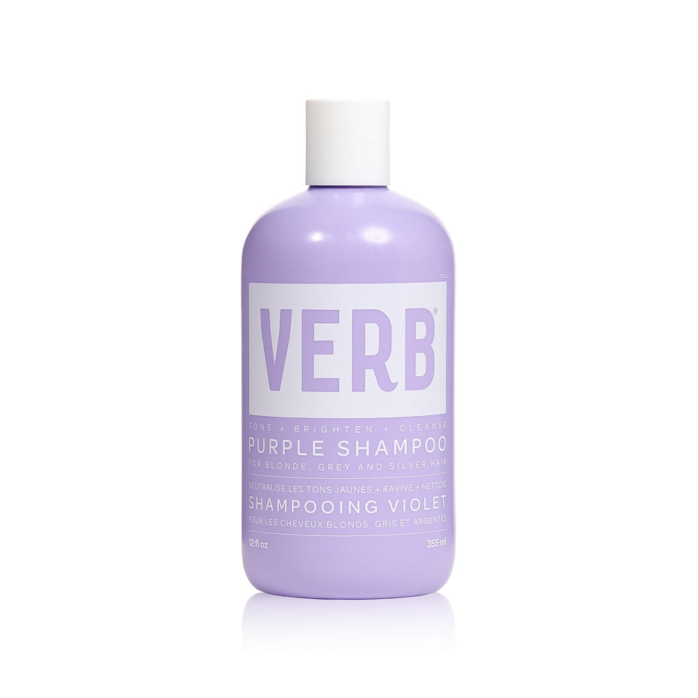 VERB bottle front view showing purple shampoo and clear branding for tone correction