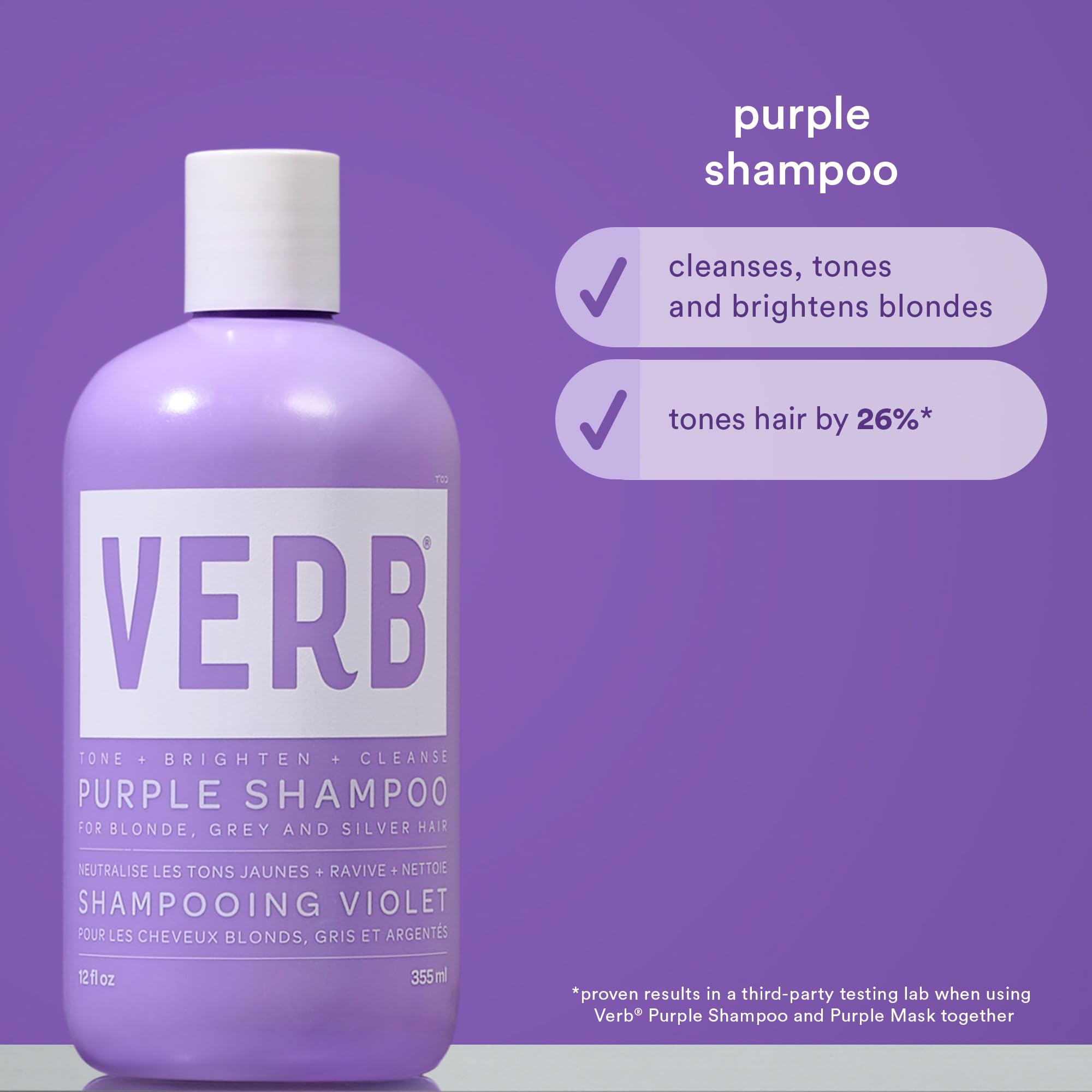 pouring VERB purple shampoo texture to highlight creamy consistency and moisturizing benefit