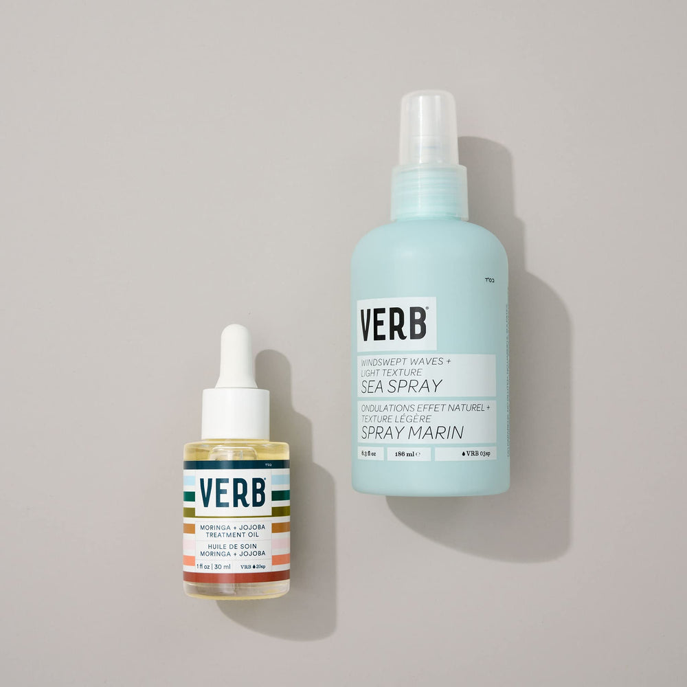 VERB bottle staged on bathroom shelf highlighting everyday styling convenience