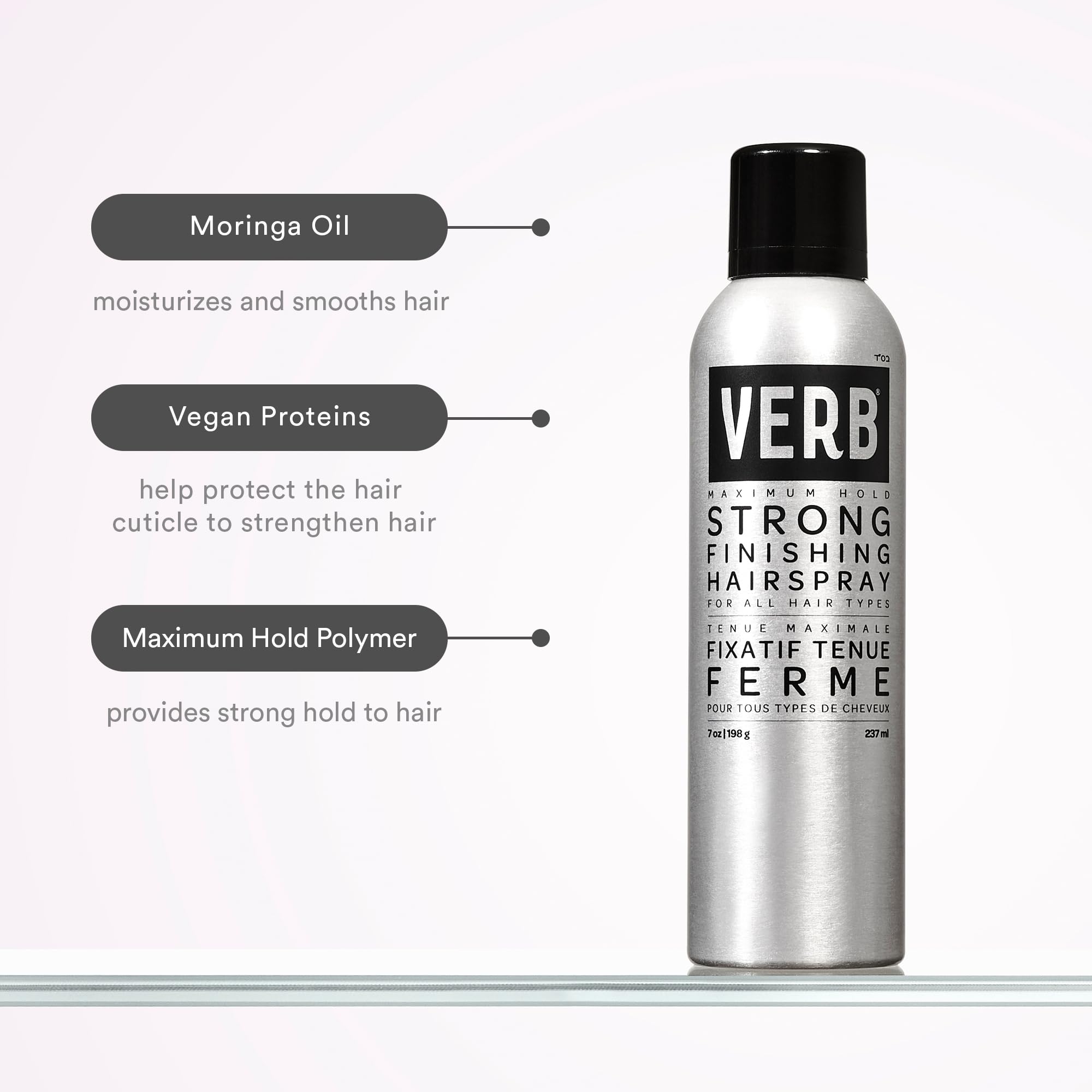 VERB spray action on hair demonstrating quick-dry application benefit