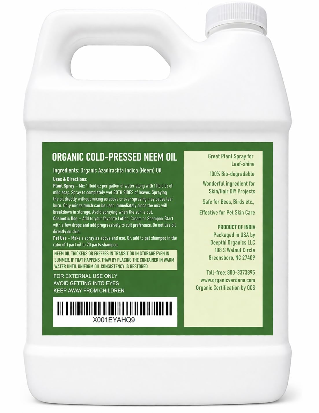 Verdana neem oil pouring from bottle close-up highlighting cold-pressed texture