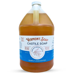 VERMONT SOAP gallon front label showing organic certification and benefits