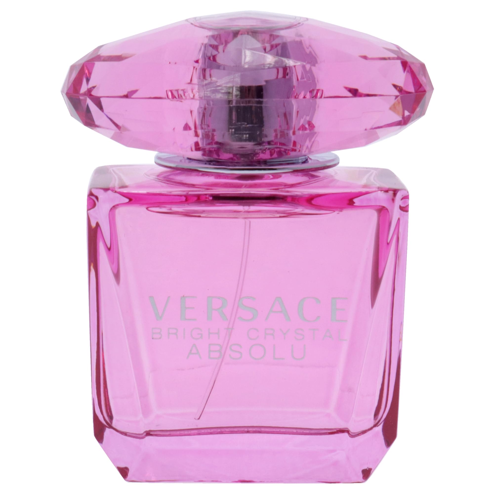 versace bright crystal absolu angled bottle reflecting light to showcase luxurious design and sparkle
