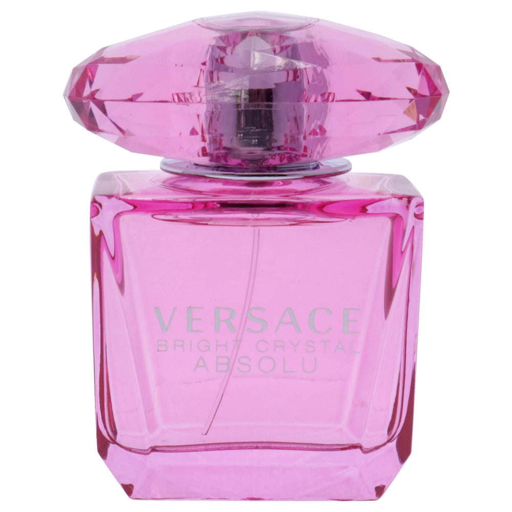 versace bright crystal absolu angled bottle reflecting light to showcase luxurious design and sparkle
