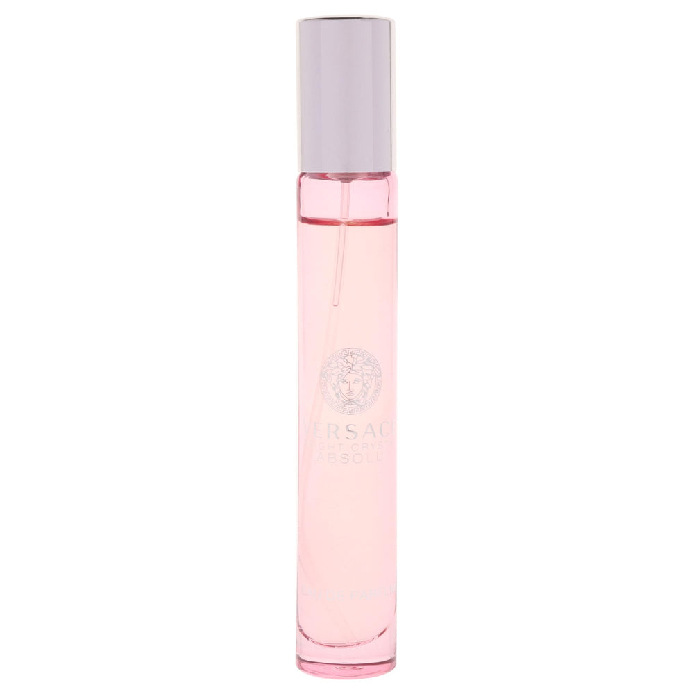 Versace Bright Crystal Absolu atomizer close-up highlights easy precise spray for quick refresh.