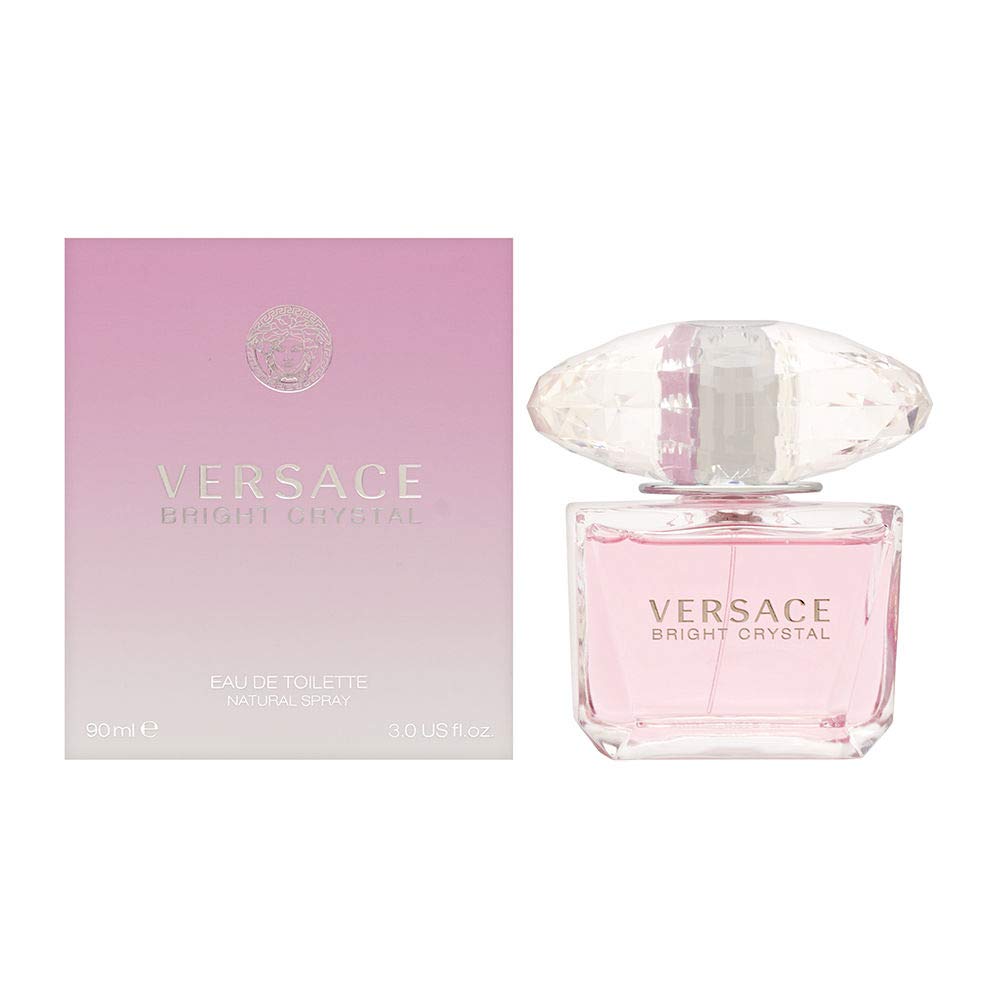 Versace Bright Crystal front bottle showing luminous pink glass for feminine appeal