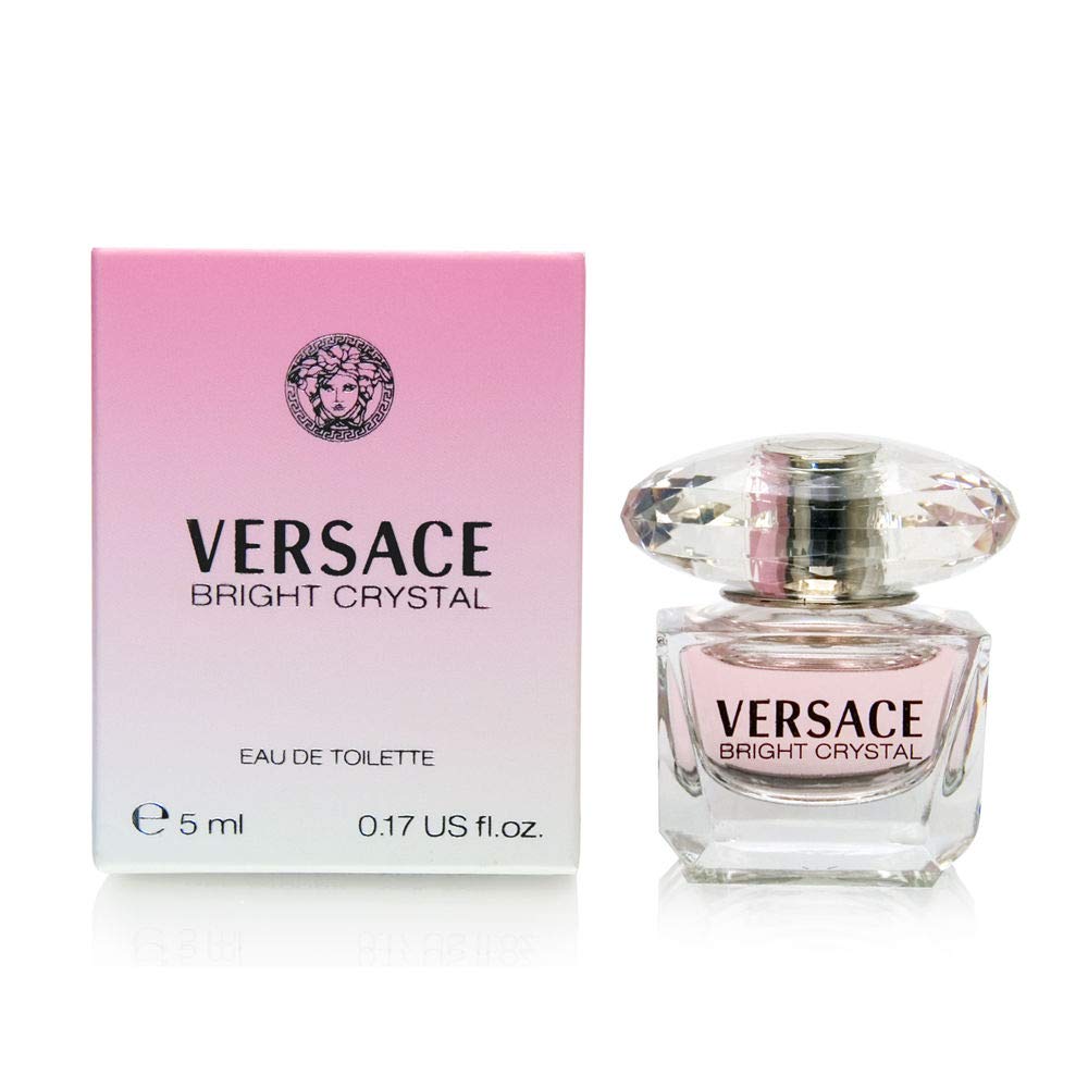 Versace Bright Crystal mini front view showing compact bottle and travel convenience