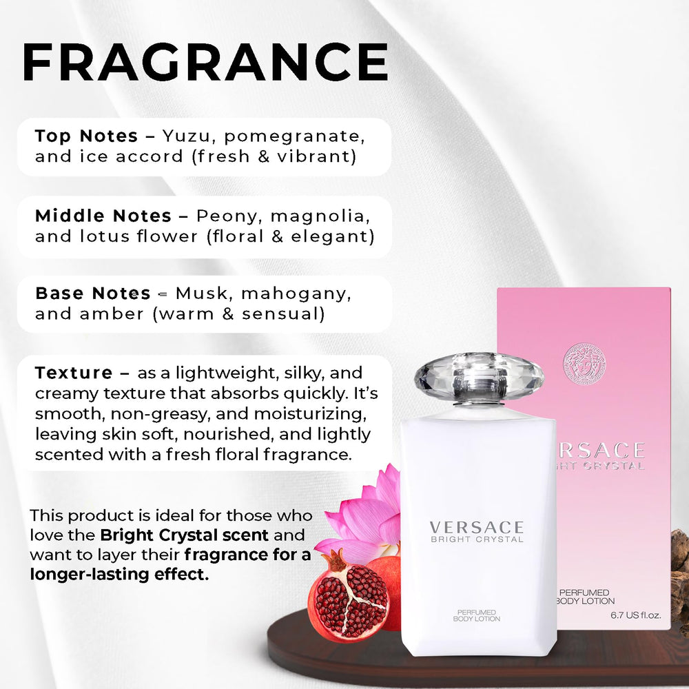 Versace Bright Crystal 6.7 oz next to common items showing portable size