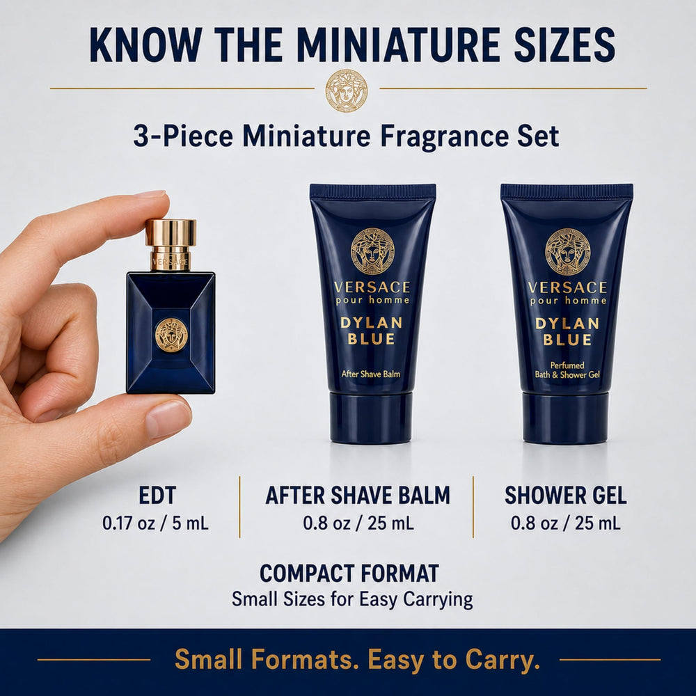 Versace Dylan Blue set in travel kit showing portability and convenience