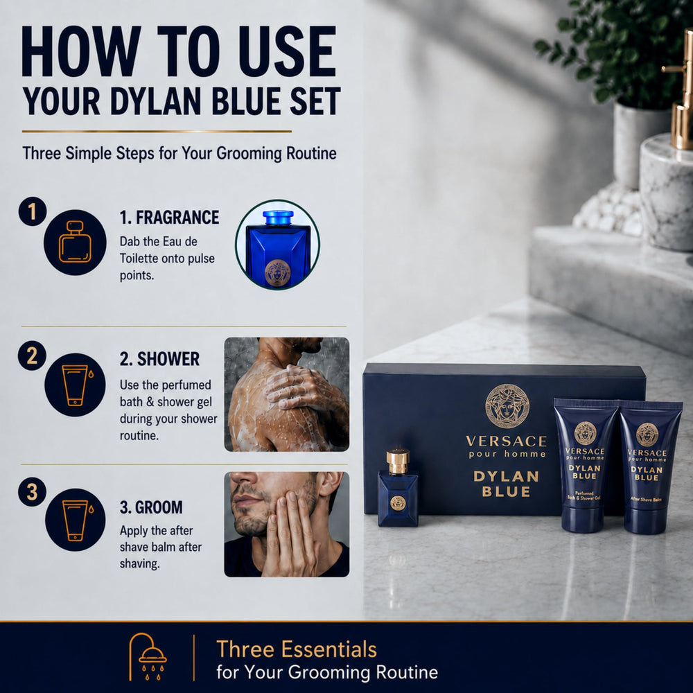 Versace Dylan Blue shower gel texture on palm demonstrating cleansing freshness