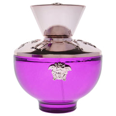 Versace Dylan Purple side label close-up highlighting volume and product details benefit