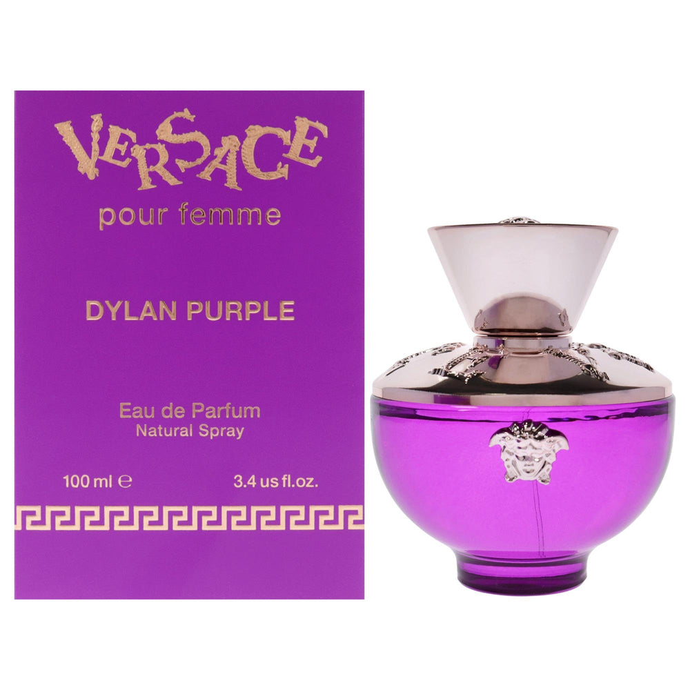 Versace Dylan Purple front bottle view showing elegant design and instant style benefit