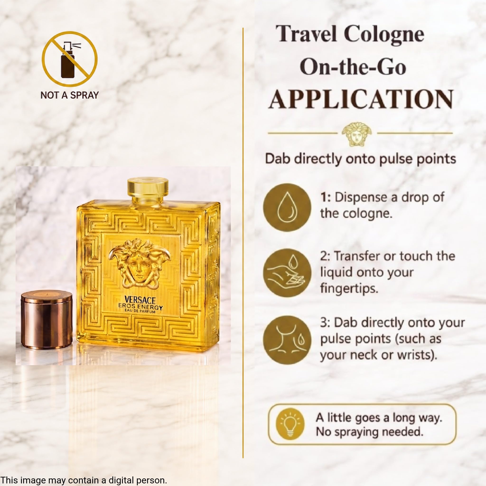 Versace Eros Energy cap and label detail displaying brand clarity and premium finish
