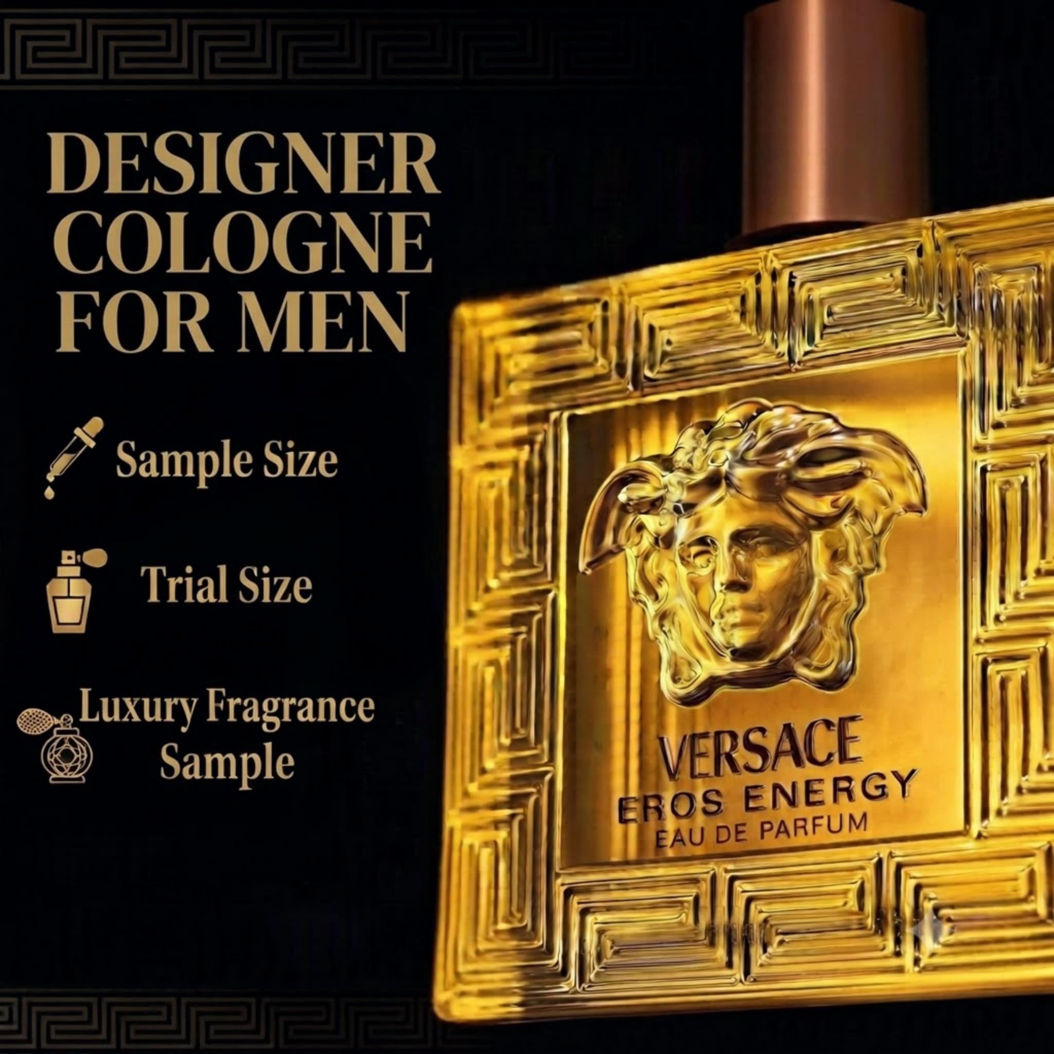 Versace Eros Energy next to a coin for scale to show the convenient pocketable size